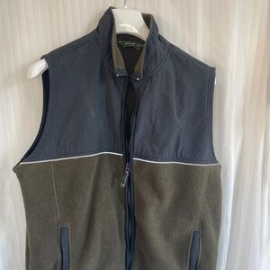 Vintage Eddie Bauer Polartec Fleece Vest, Olive Brown & Black, Large Tall
